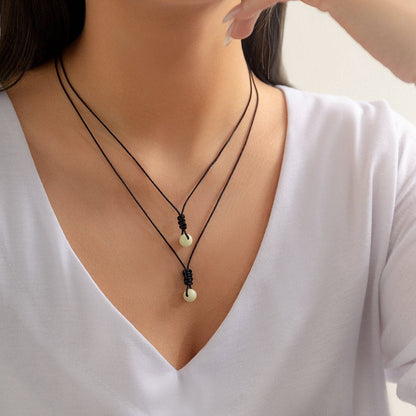 Dainty 2 Pieces Luminous Glow In The Dark Ball Charm Choker Necklace Set