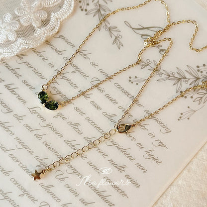 Dainty 24k Gold Plated Emerald Heart Necklace