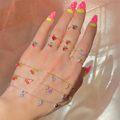 Dainty Colorful Crystal Fruits Bracelet