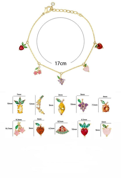Dainty Colorful Crystal Fruits Bracelet