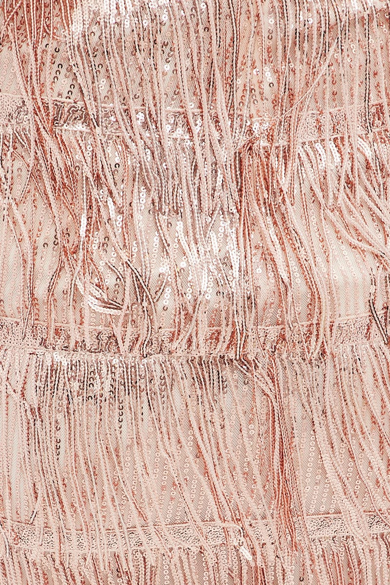 Beige Party Bodycon Halter Mini Dress Tassels