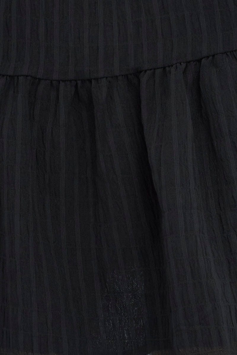 Black Fit And Flare Dress Mini Ruched Bust