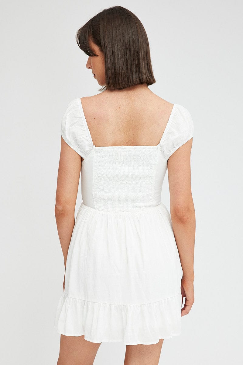 White Fit And Flare Dress Mini