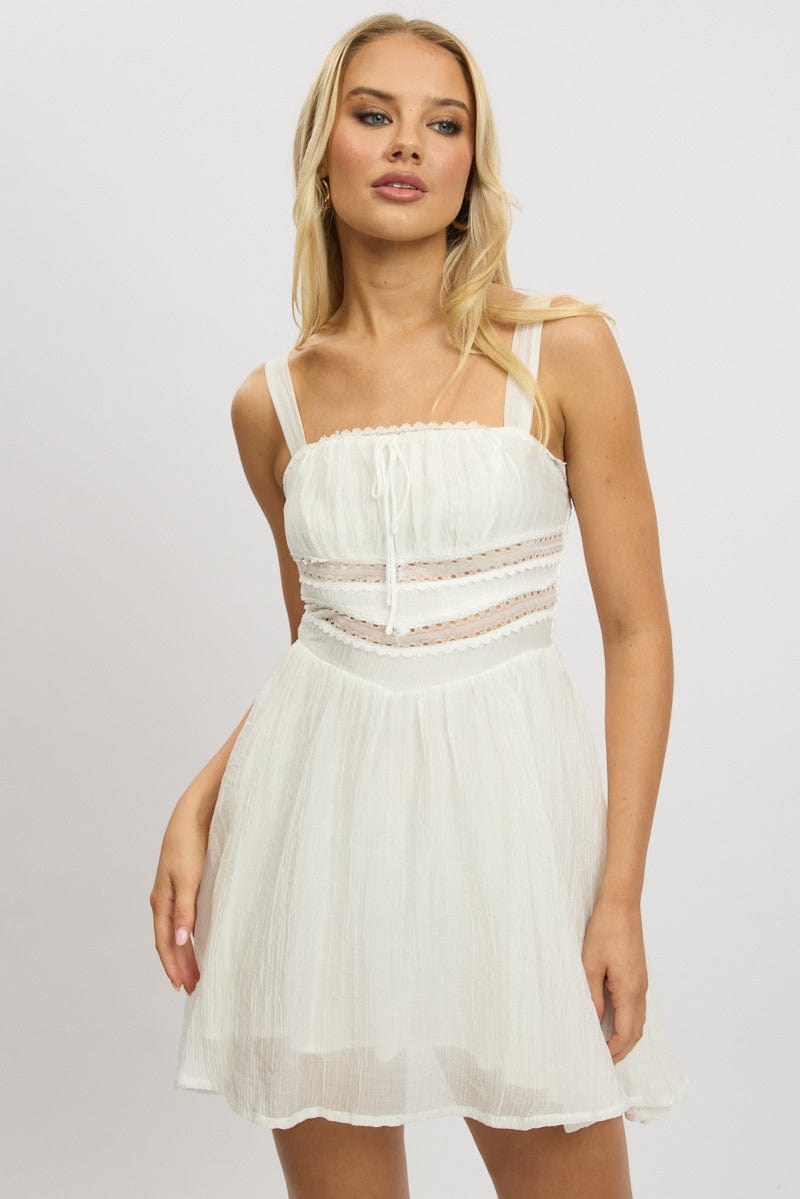 White Fit And Flare Dress Mini