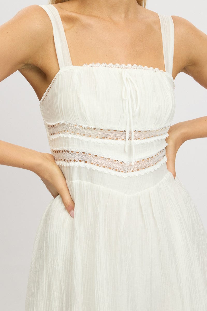 White Fit And Flare Dress Mini