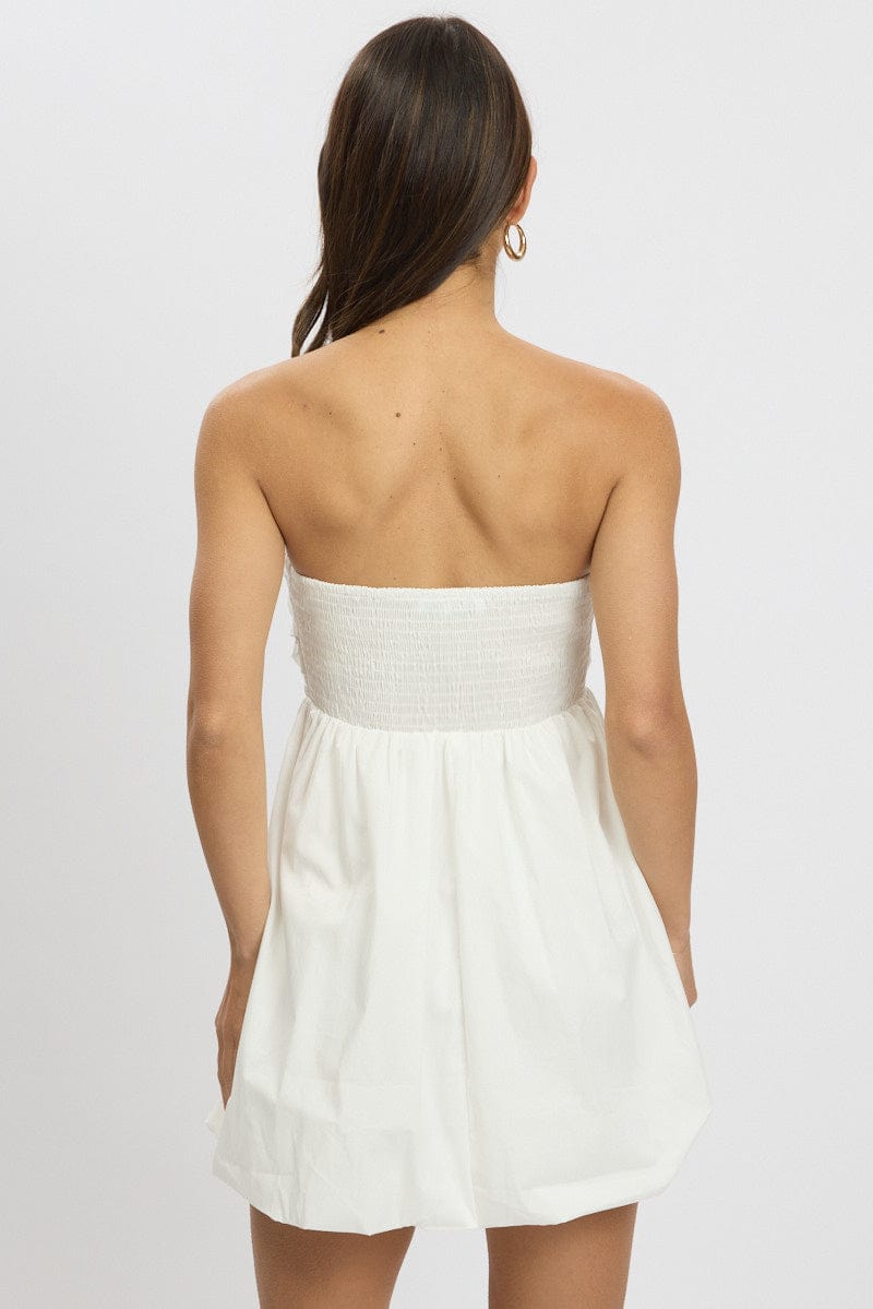 White Bubble Mini Dress Strapless