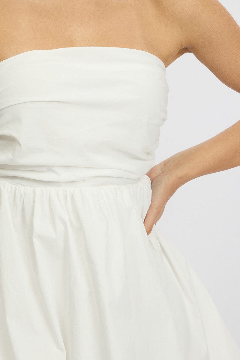 White Bubble Mini Dress Strapless