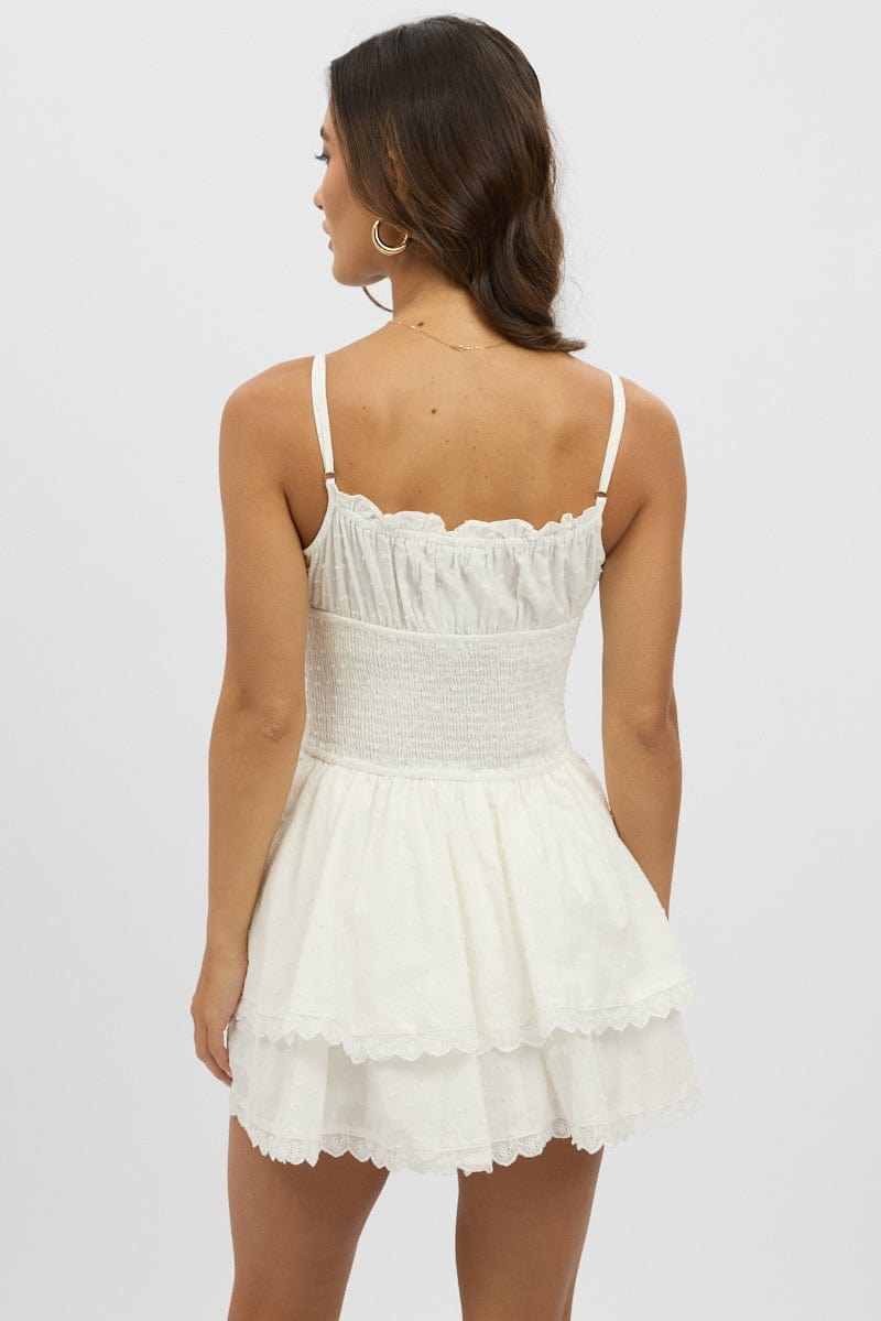 White Fit And Flare Dress Mini