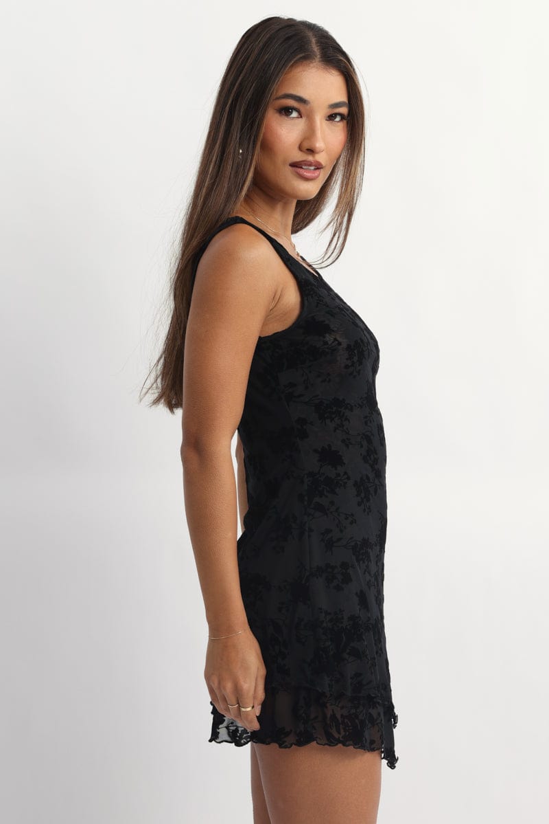 Black Mini Dress Burn Out