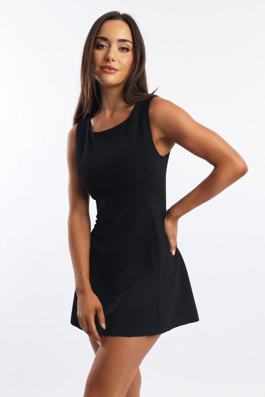 Black Mini Dress Boat Neck