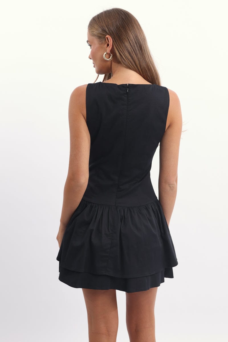 Black Mini Dress Drop Waist
