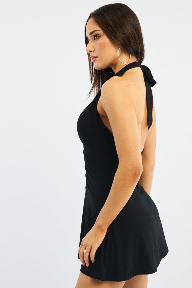 Black Halter Neck Mini Dress