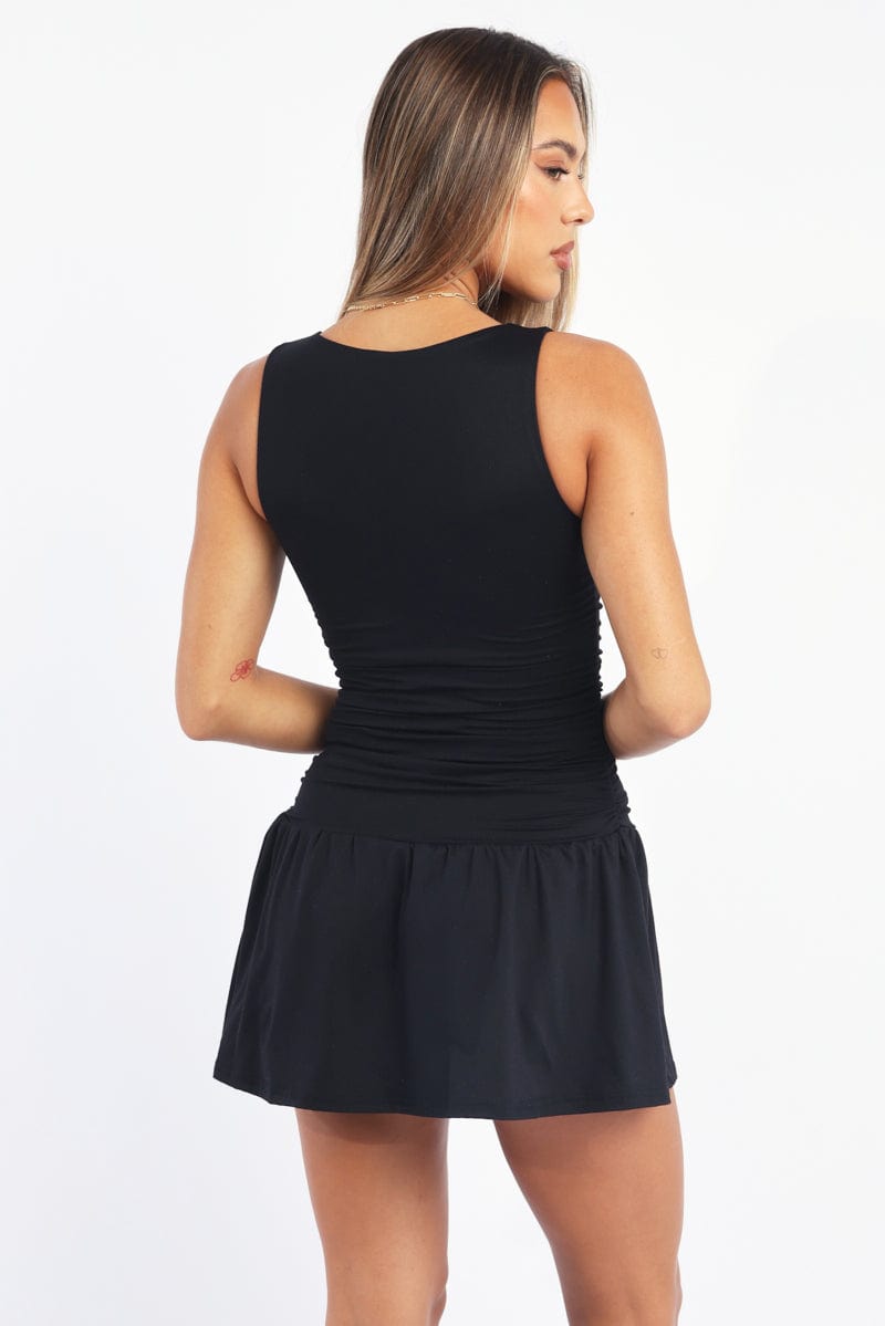 Black Mini Dress Drop Waist