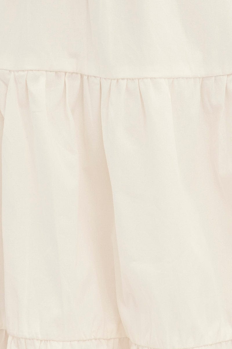 White Fit And Flare Dress Mini Sweetheart Poplin