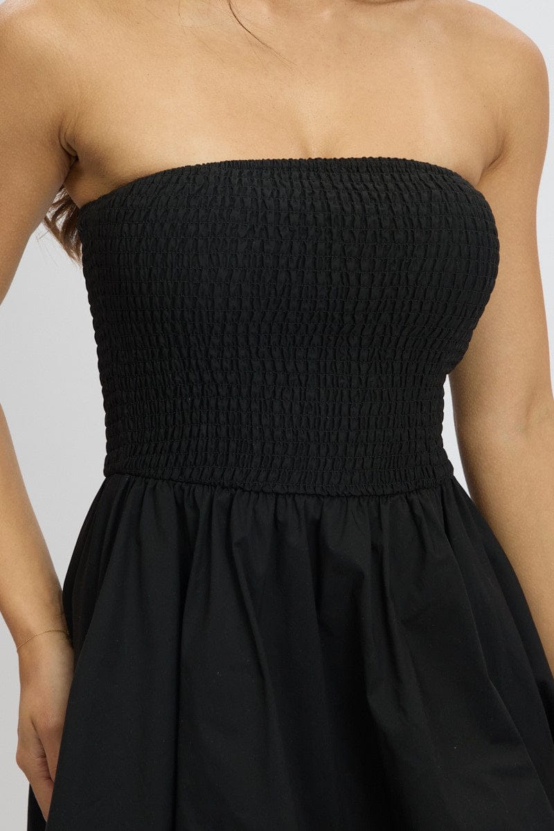 Black Bubble Mini Dress Strapless