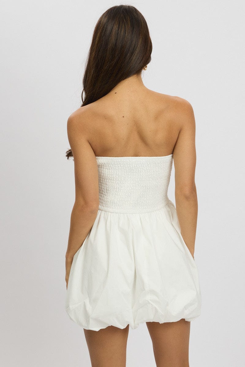 White Bubble Mini Dress Strapless