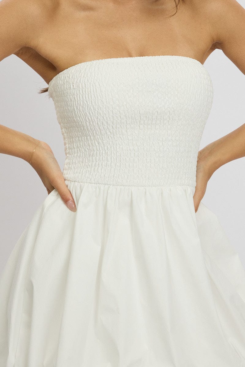 White Bubble Mini Dress Strapless