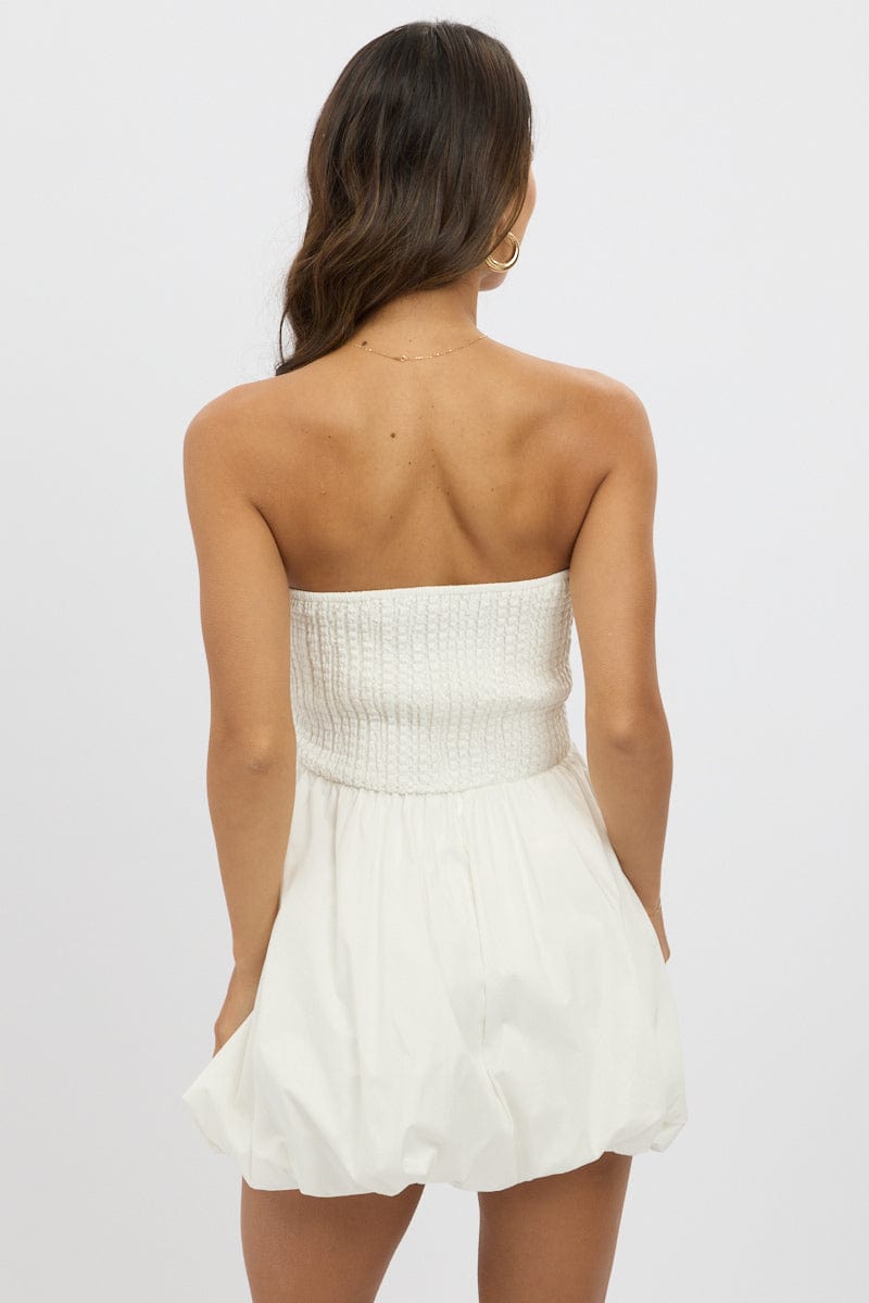 White Bubble Mini Dress Strapless