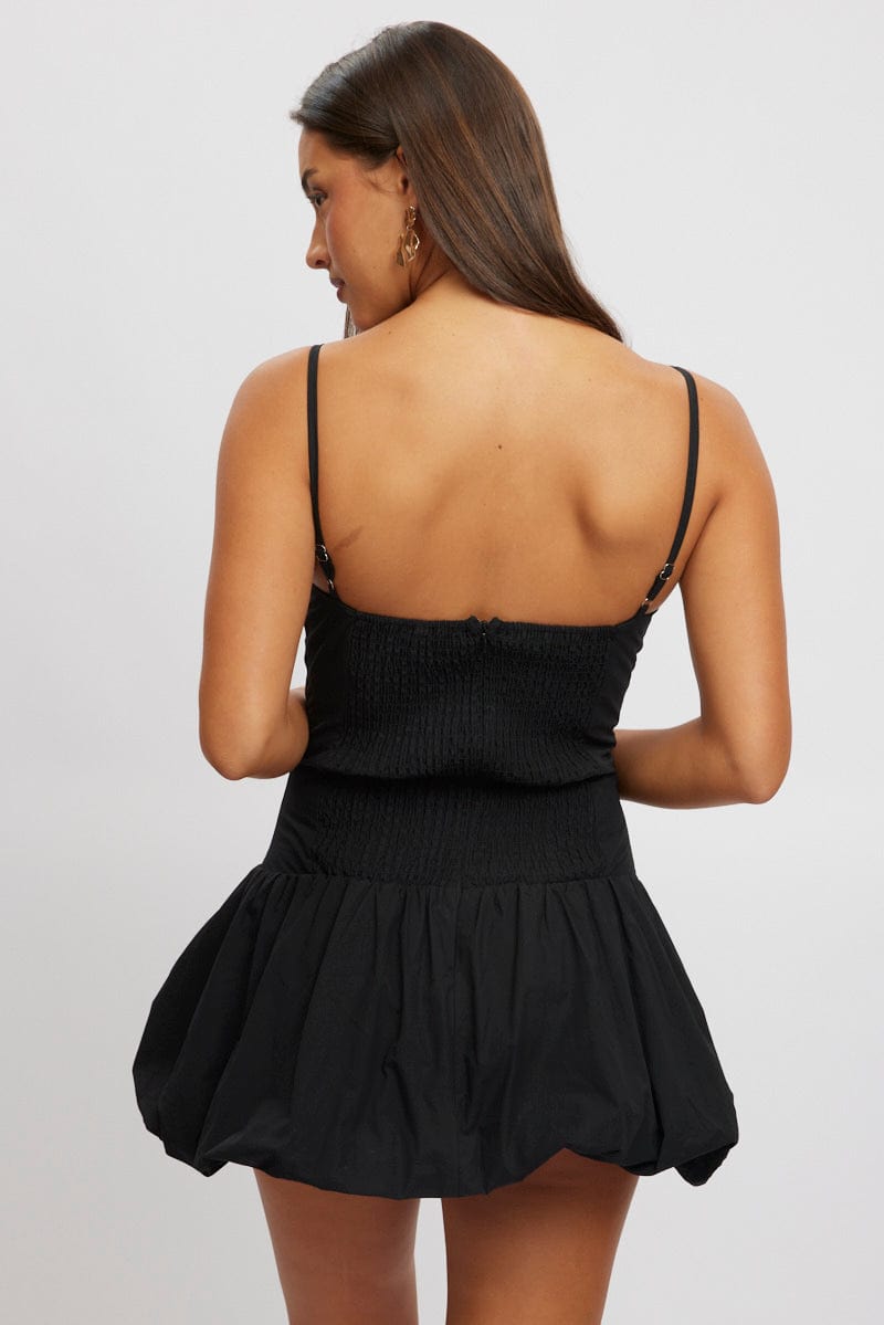 Black Bubble Dress Mini Strappy