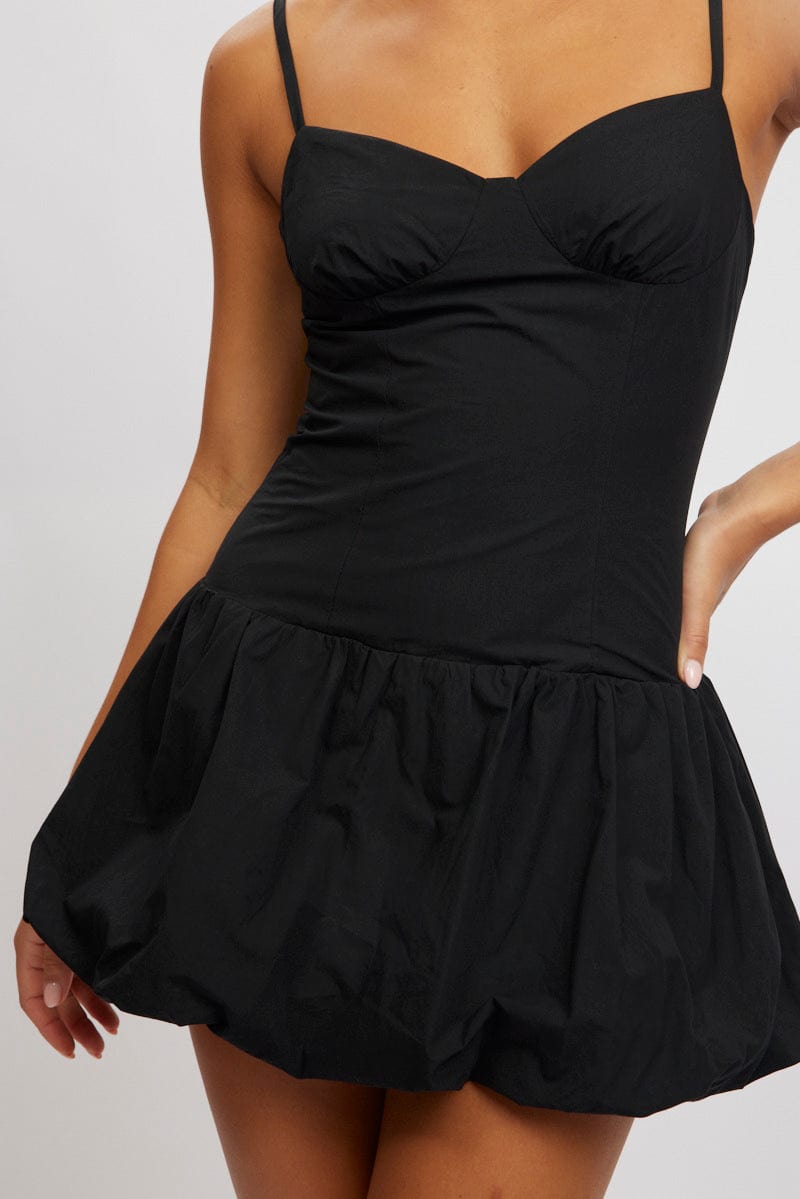 Black Bubble Dress Mini Strappy