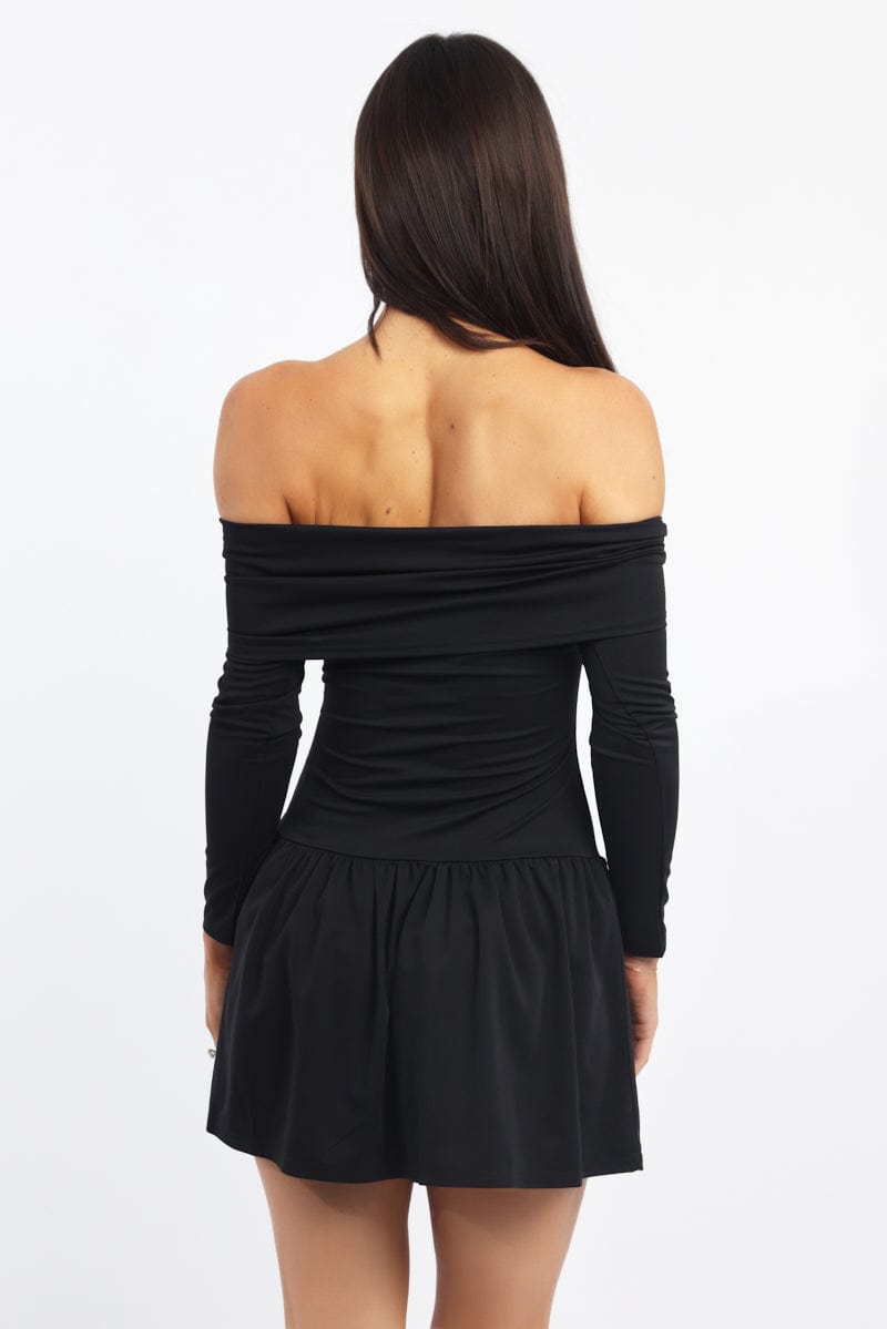 Black Off Shoulder Mini Dress
