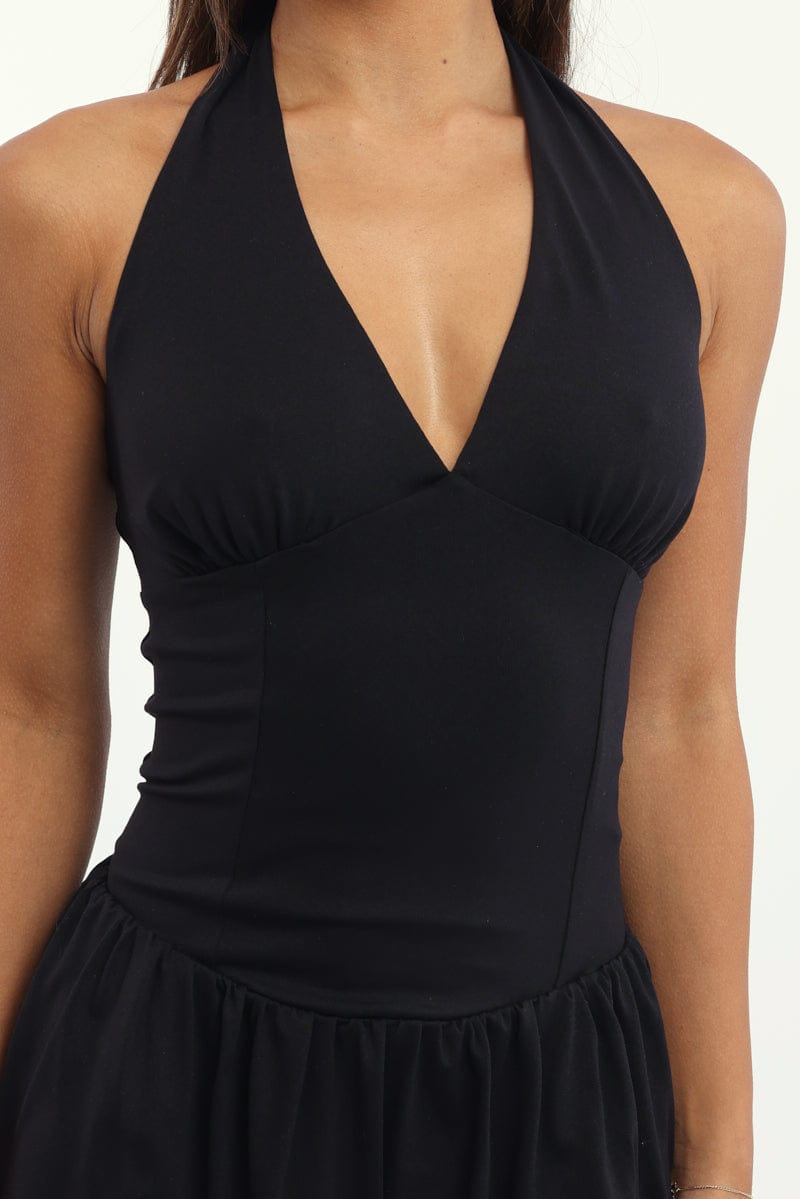Black Halter Neck Mini Dress