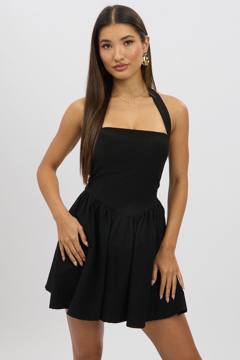 Black Halter Neck Mini Dress