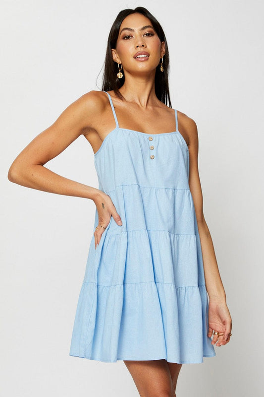 Blue A Line Dress Mini