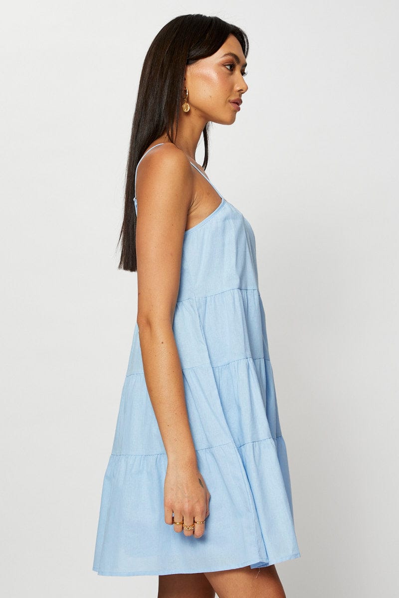 Blue A Line Dress Mini