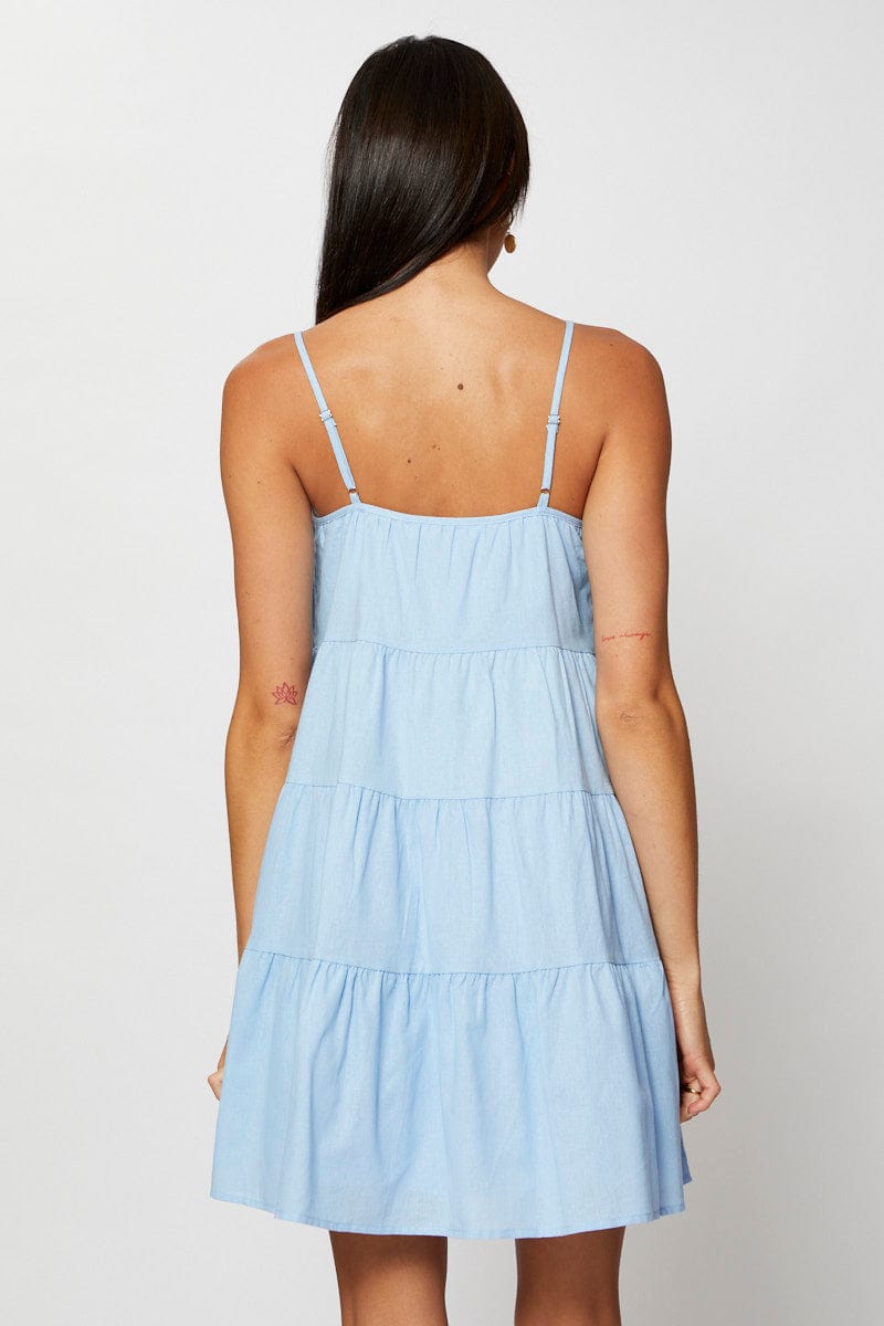 Blue A Line Dress Mini
