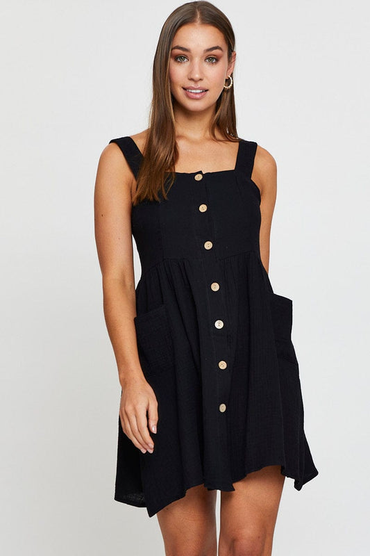 Black Mini Dress Square Neck