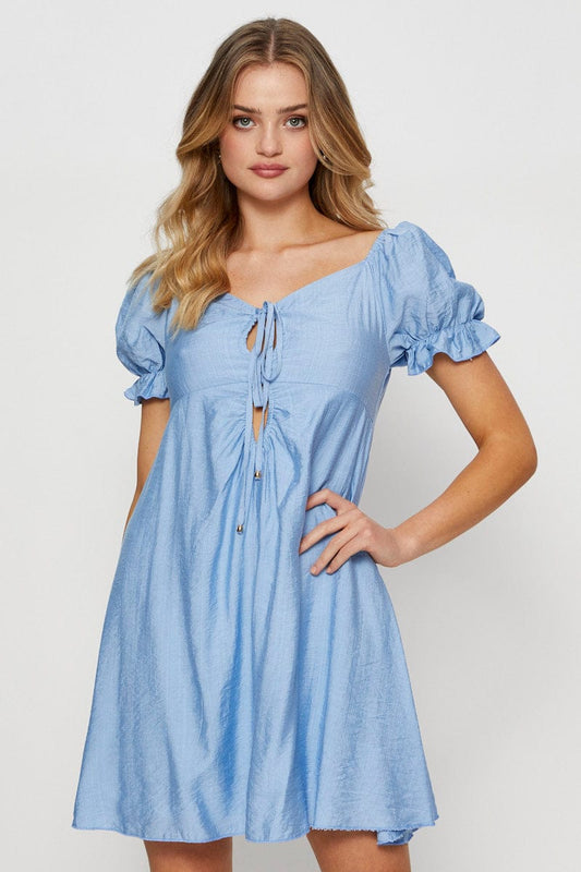 Blue Mini Dress Short Sleeve