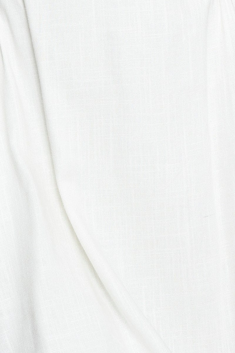 Beige Mini Dress Short Sleeve Linen